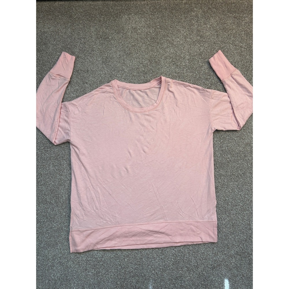 Avia Long Sleeve Sweatshirt Women L Pink Good Drop Shoulder Relaxed Fit Ribbed